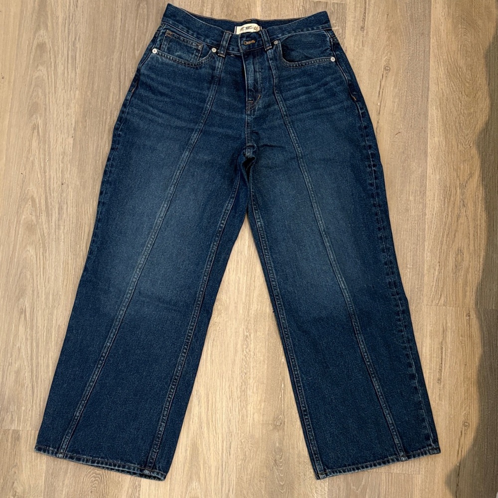 Madewell Dark Indigo Wide-Leg Jeans with Center Panel Seams